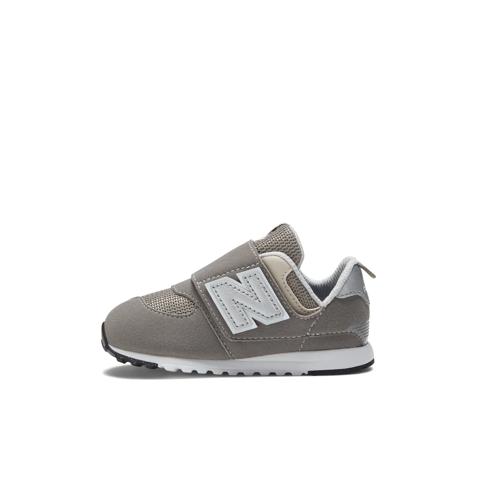 New Balance Kids' 574 NEW-B Hook & Loop in Rain Cloud with Silver Metallic - Image 2