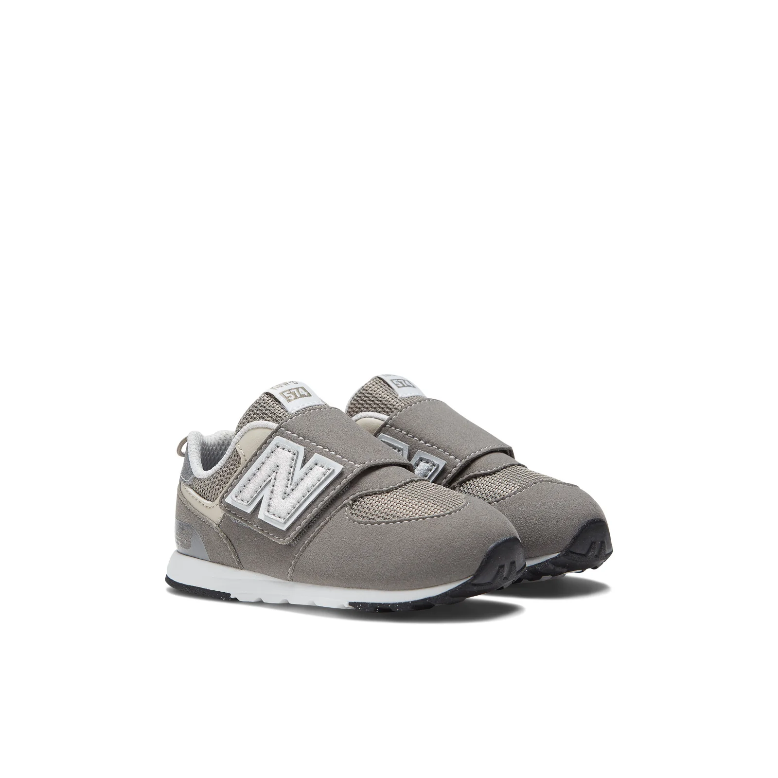 New Balance Kids' 574 NEW-B Hook & Loop in Rain Cloud with Silver Metallic - Image 4