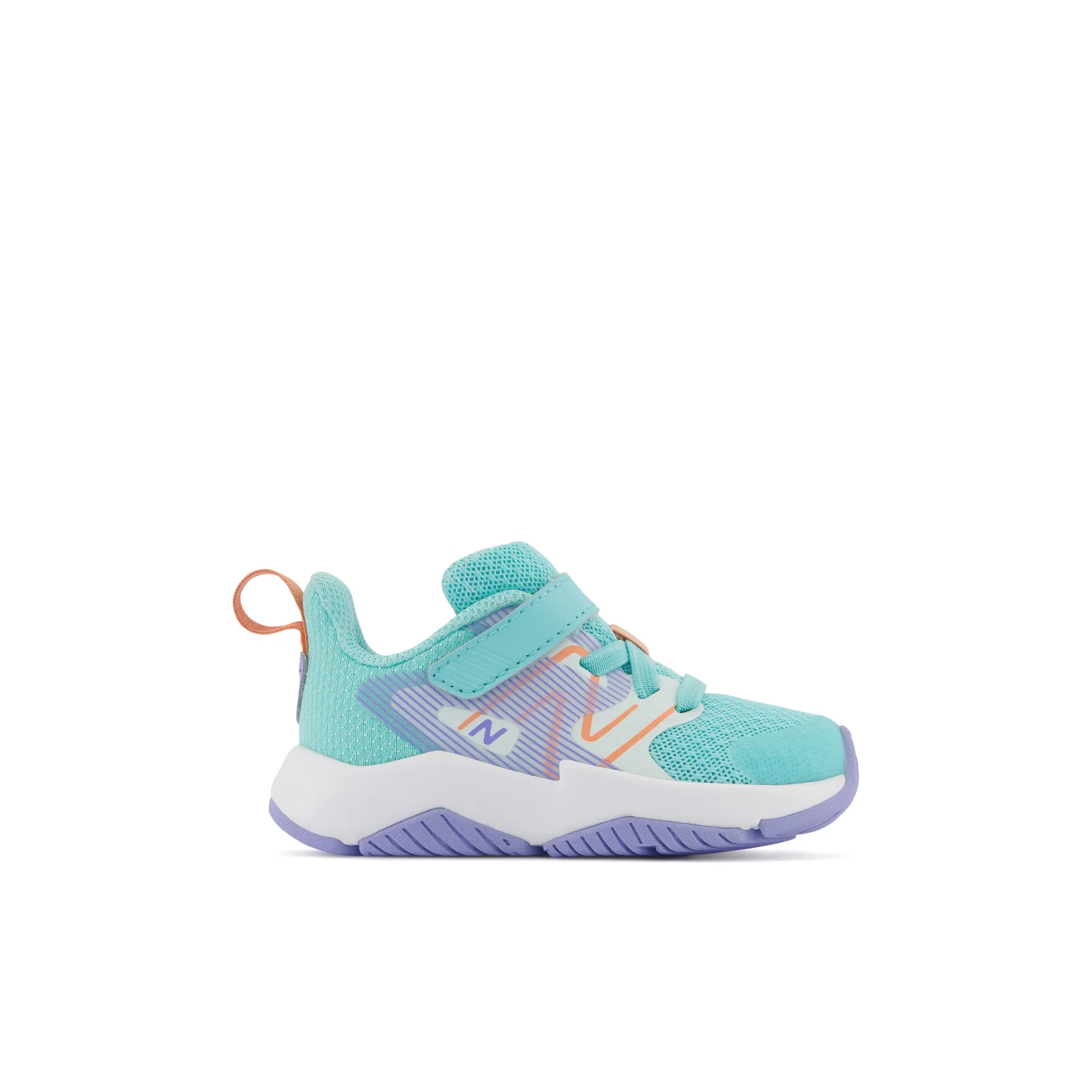 New Balance Kids' Crib & Toddlers Rave Run v2 Bungee Lace w Hook & Loop Top Strap in Surf w Peach Glaze & Magic Hour