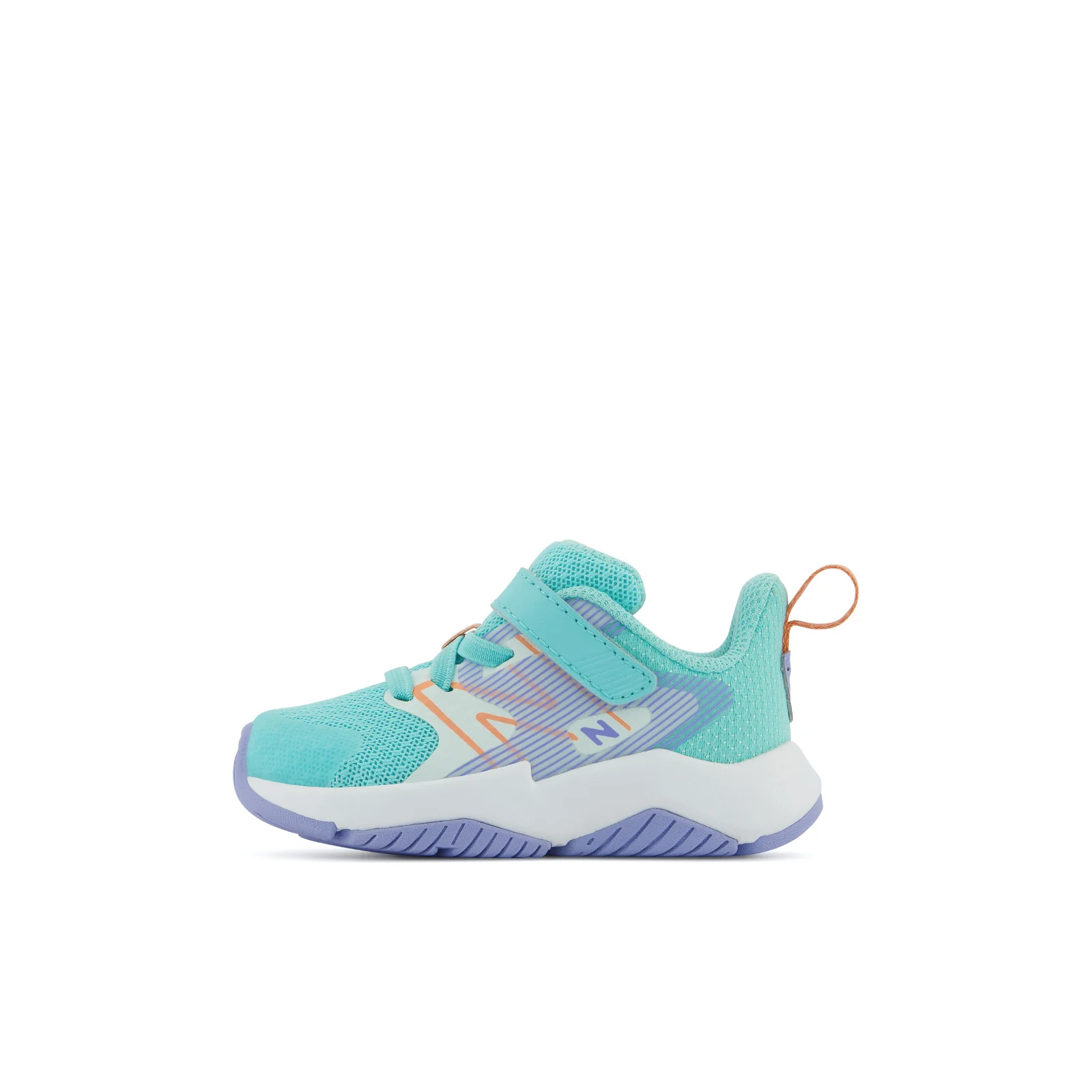 New Balance Kids' Crib & Toddlers Rave Run v2 Bungee Lace w Hook & Loop Top Strap in Surf w Peach Glaze & Magic Hour - Image 4