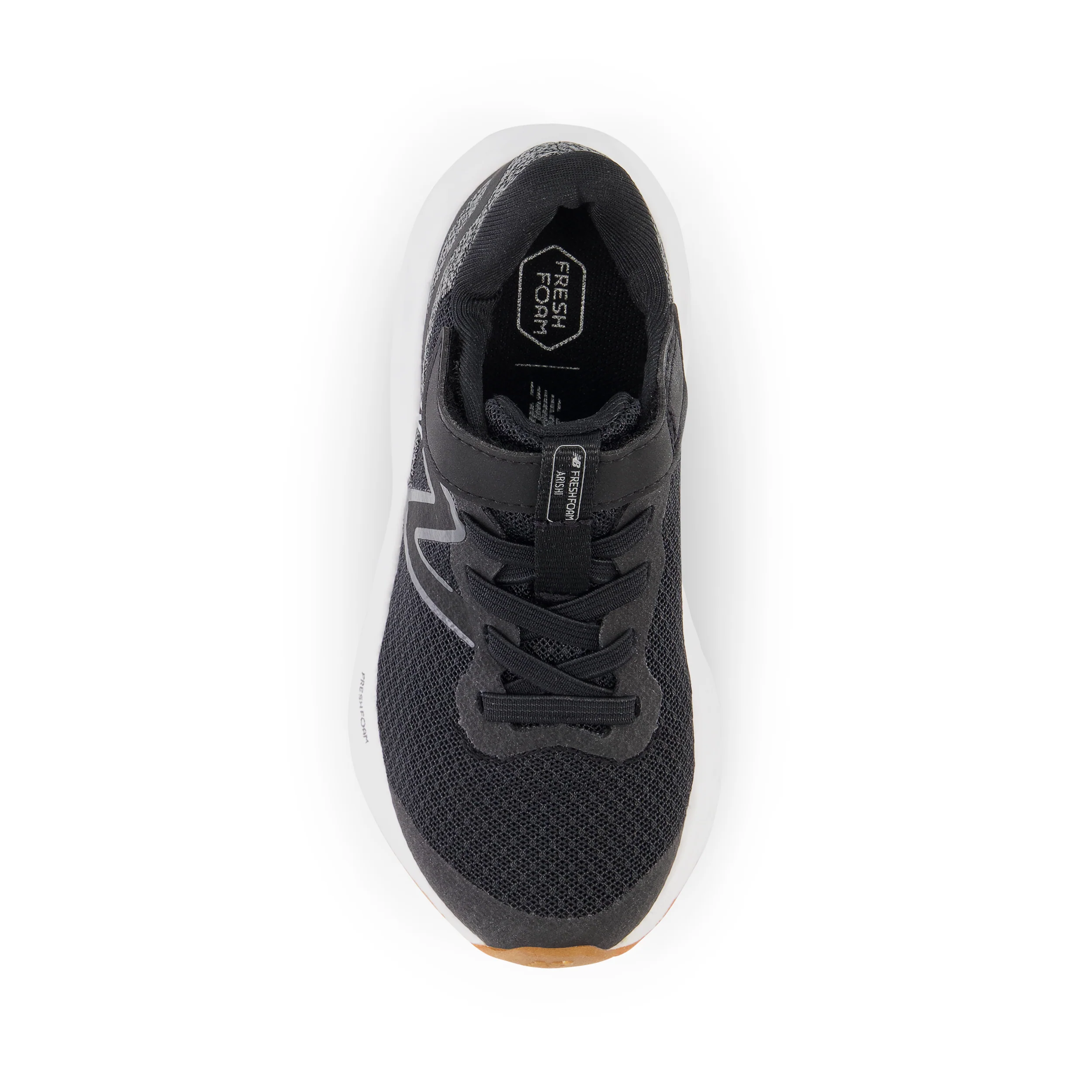 New Balance Kid's Fresh Foam Arishi V4 Bungee Lace with Top Strap in Black with White - Image 3