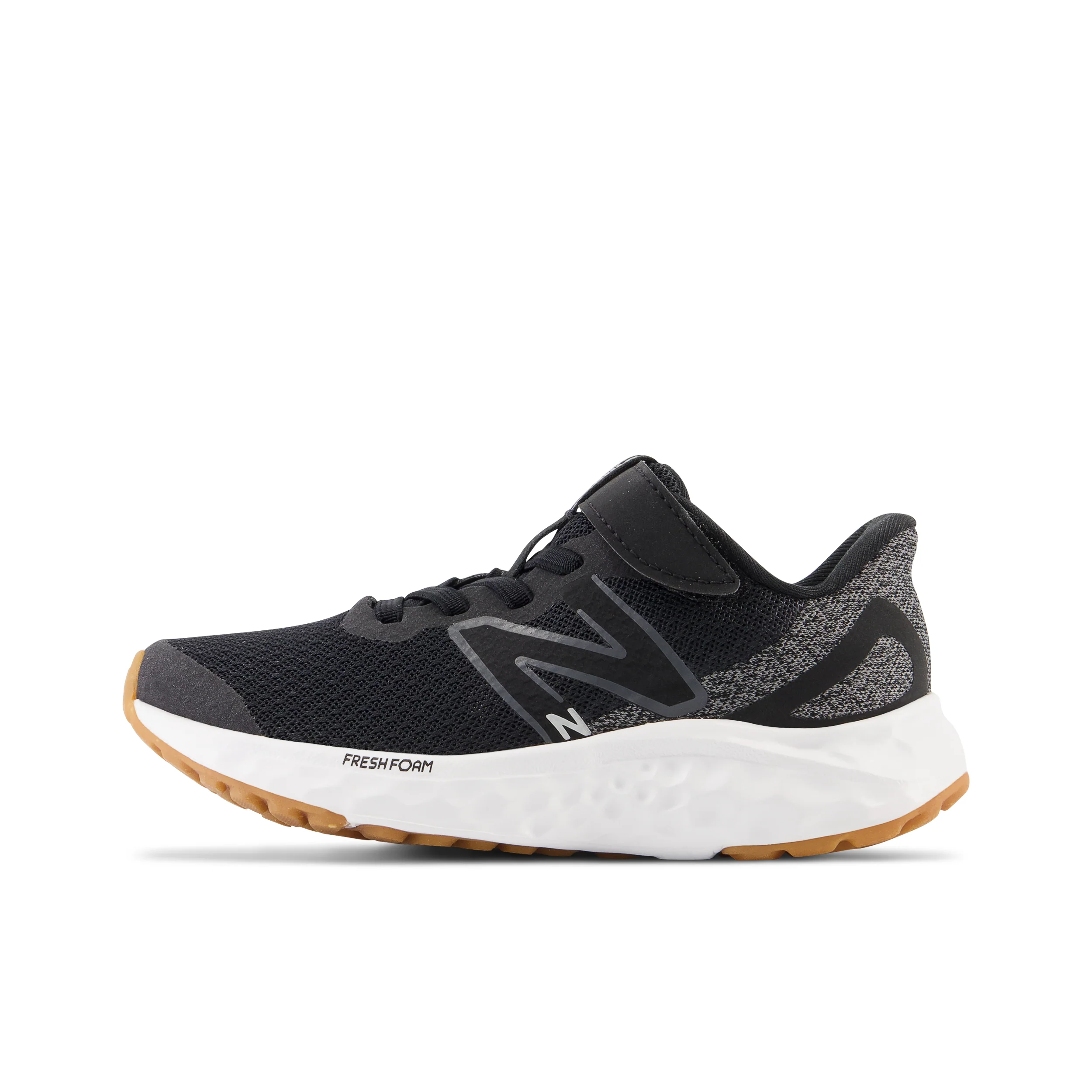 New Balance Kid's Fresh Foam Arishi V4 Bungee Lace with Top Strap in Black with White - Image 6