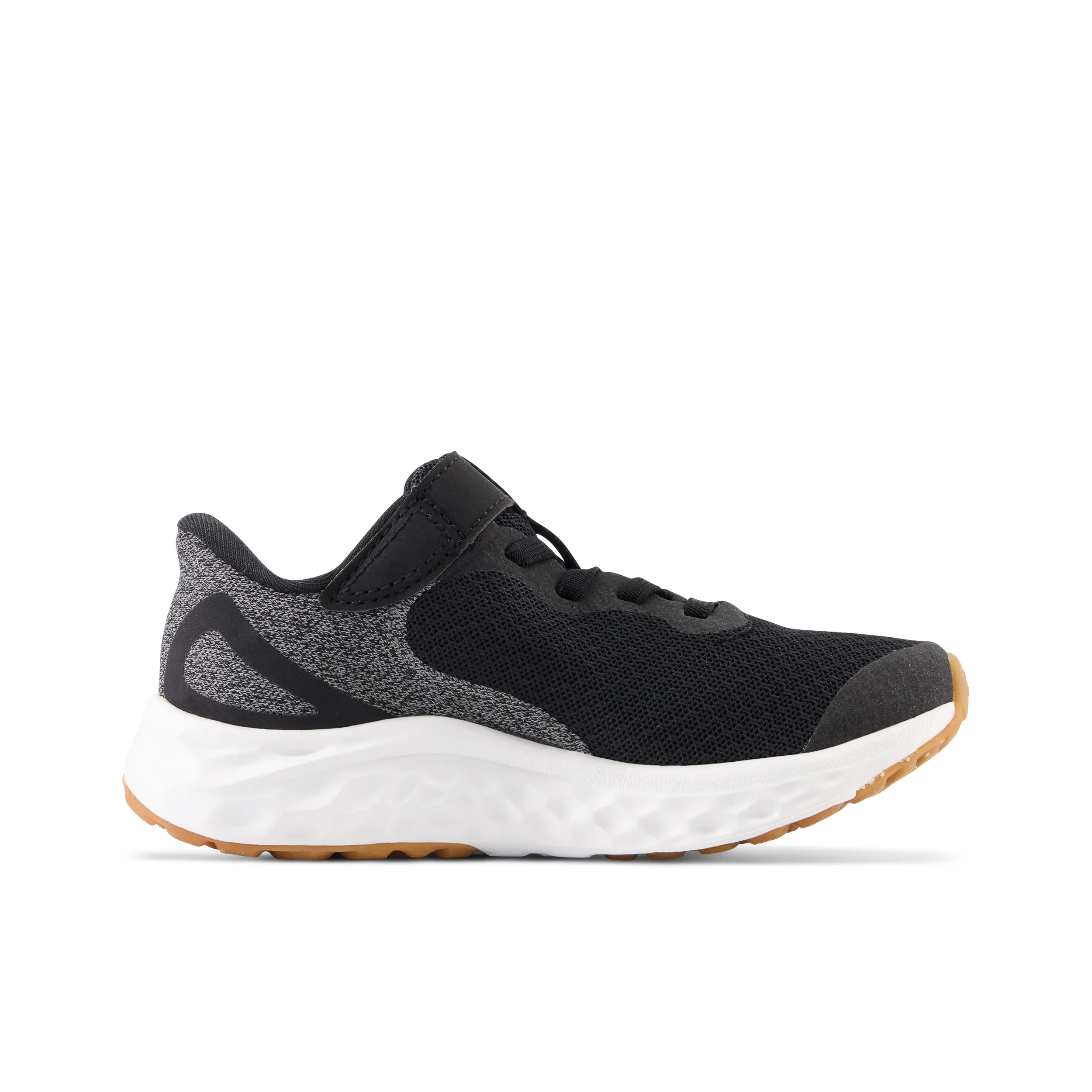 New Balance Kid's Fresh Foam Arishi V4 Bungee Lace with Top Strap in Black with White - Image 7