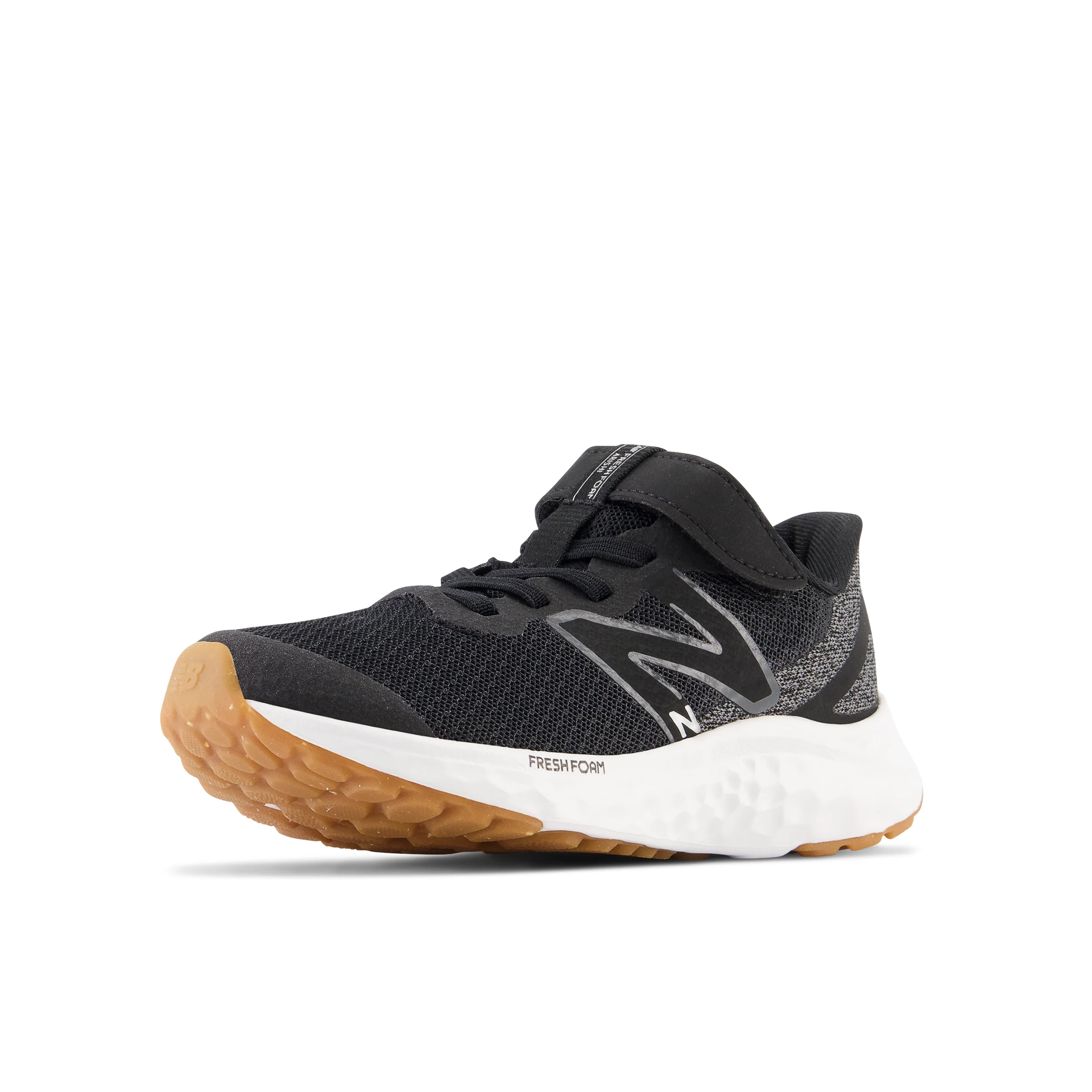 New Balance Kid's Fresh Foam Arishi V4 Bungee Lace with Top Strap in Black with White - Image 8