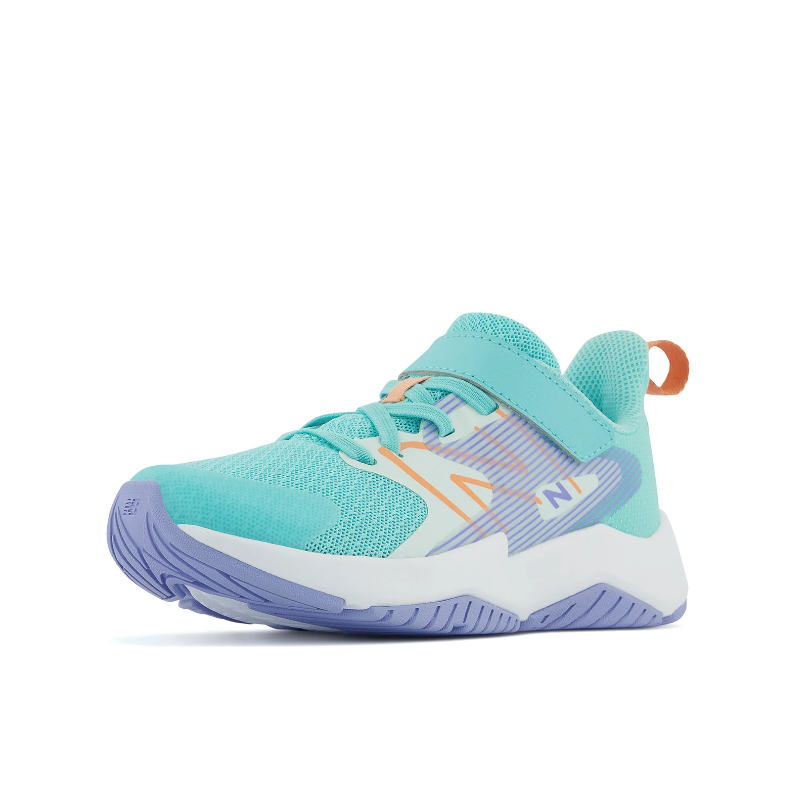 New Balance Kids Rave Run v2 Bungee Cord With Top Strap in Surf with Peach Glaze and Magic Hour - Image 3