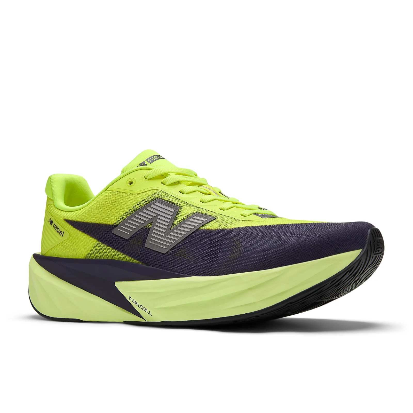 New Balance Men's FuelCell Rebel v5 in Alkaline Green with Boysenberry and Dark Silver Metallic - Image 5