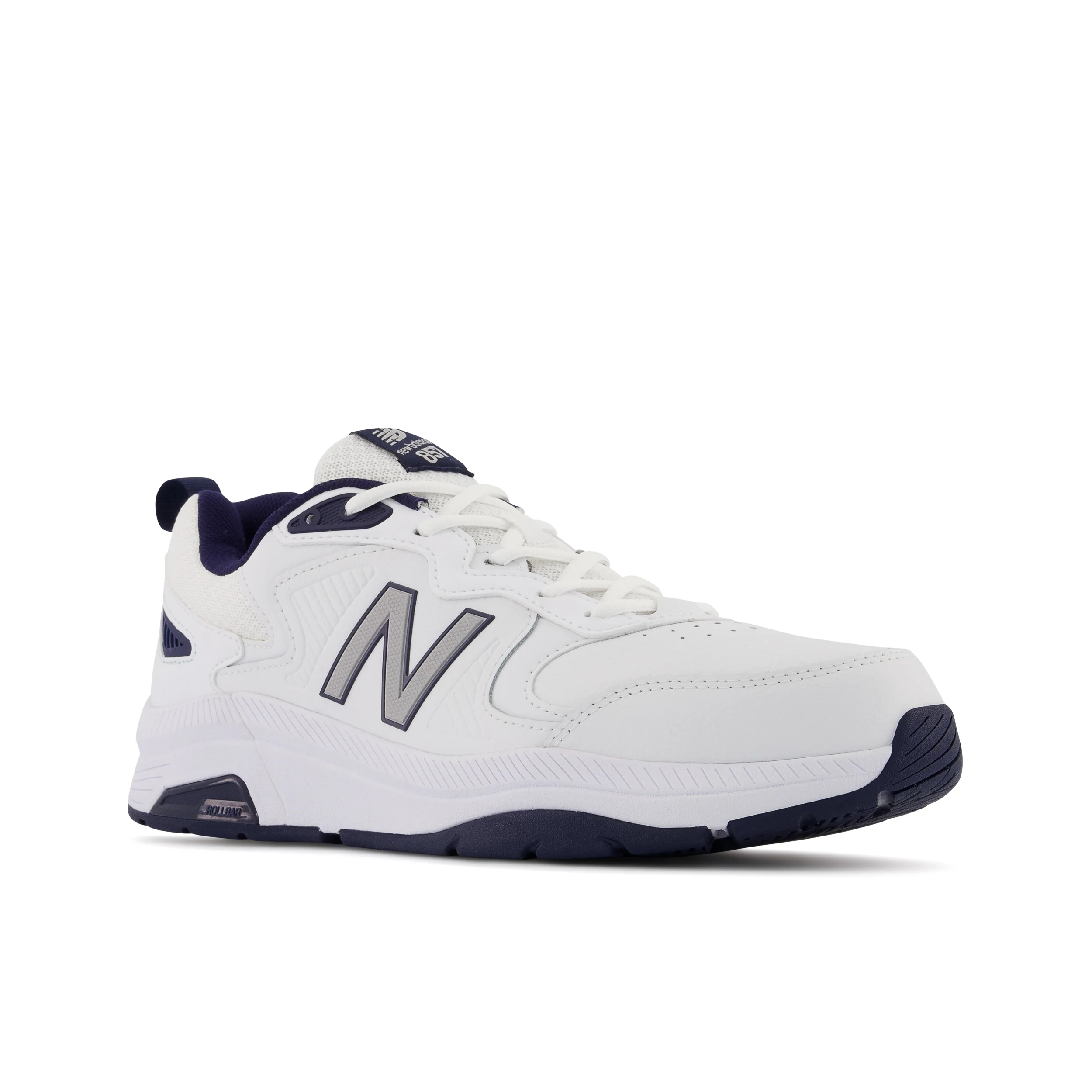 New Balance Men's MX857v3 in White with Navy and Rain Cloud - Image 4
