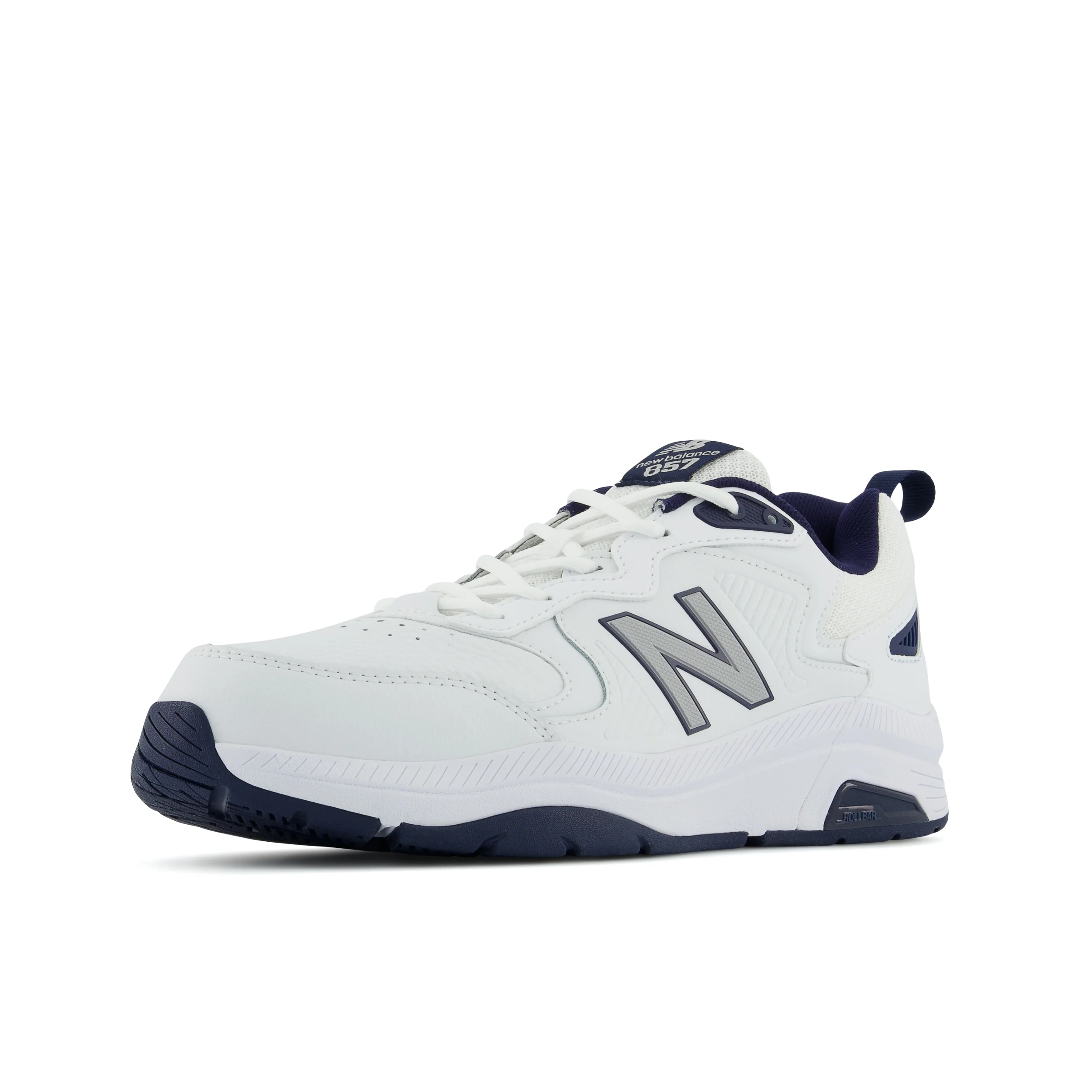 New Balance Men's MX857v3 in White with Navy and Rain Cloud - Image 7