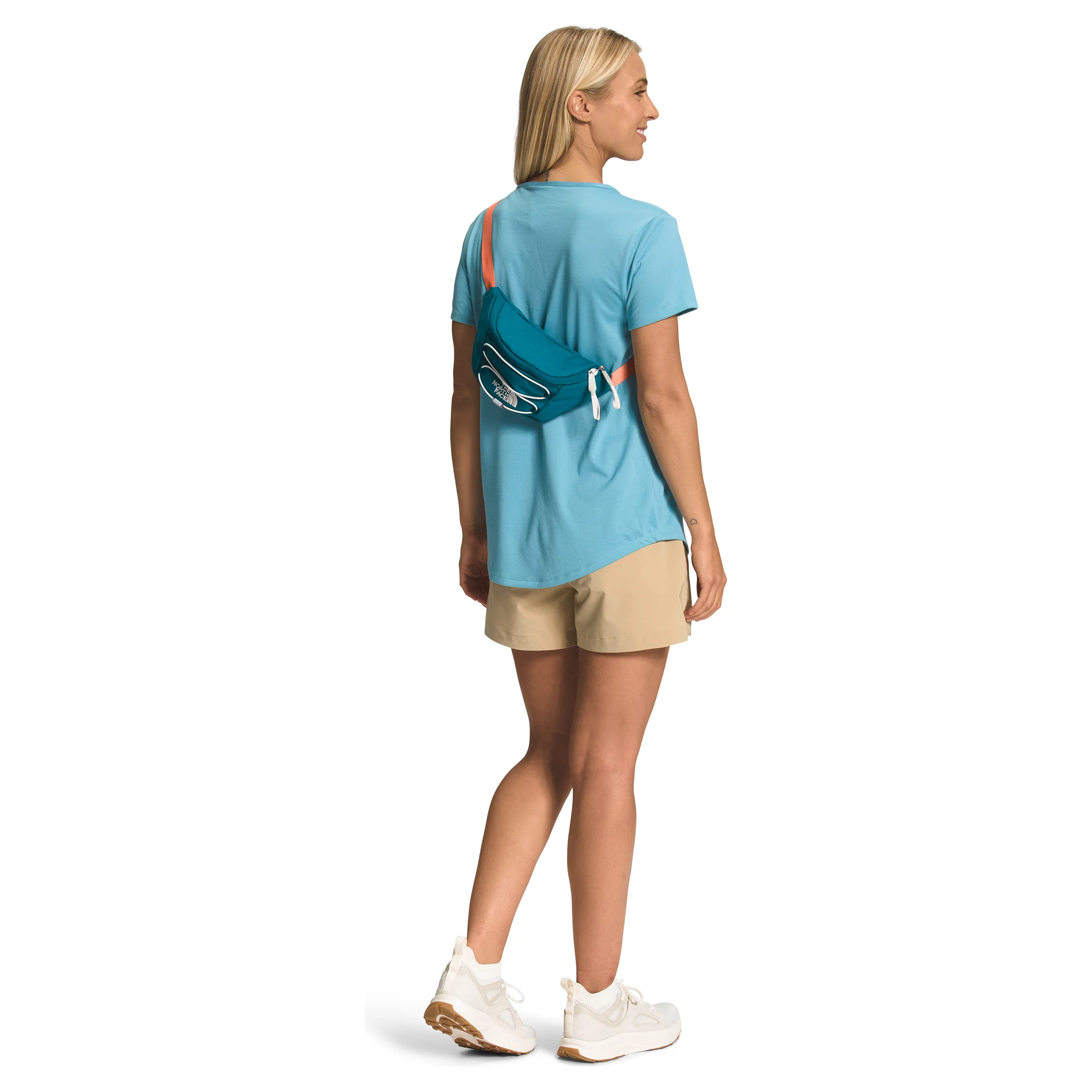 The North Face Jester Lumbar in Blue Coral Light Heather/Gardenia White/Dusty Coral Orange - Image 5