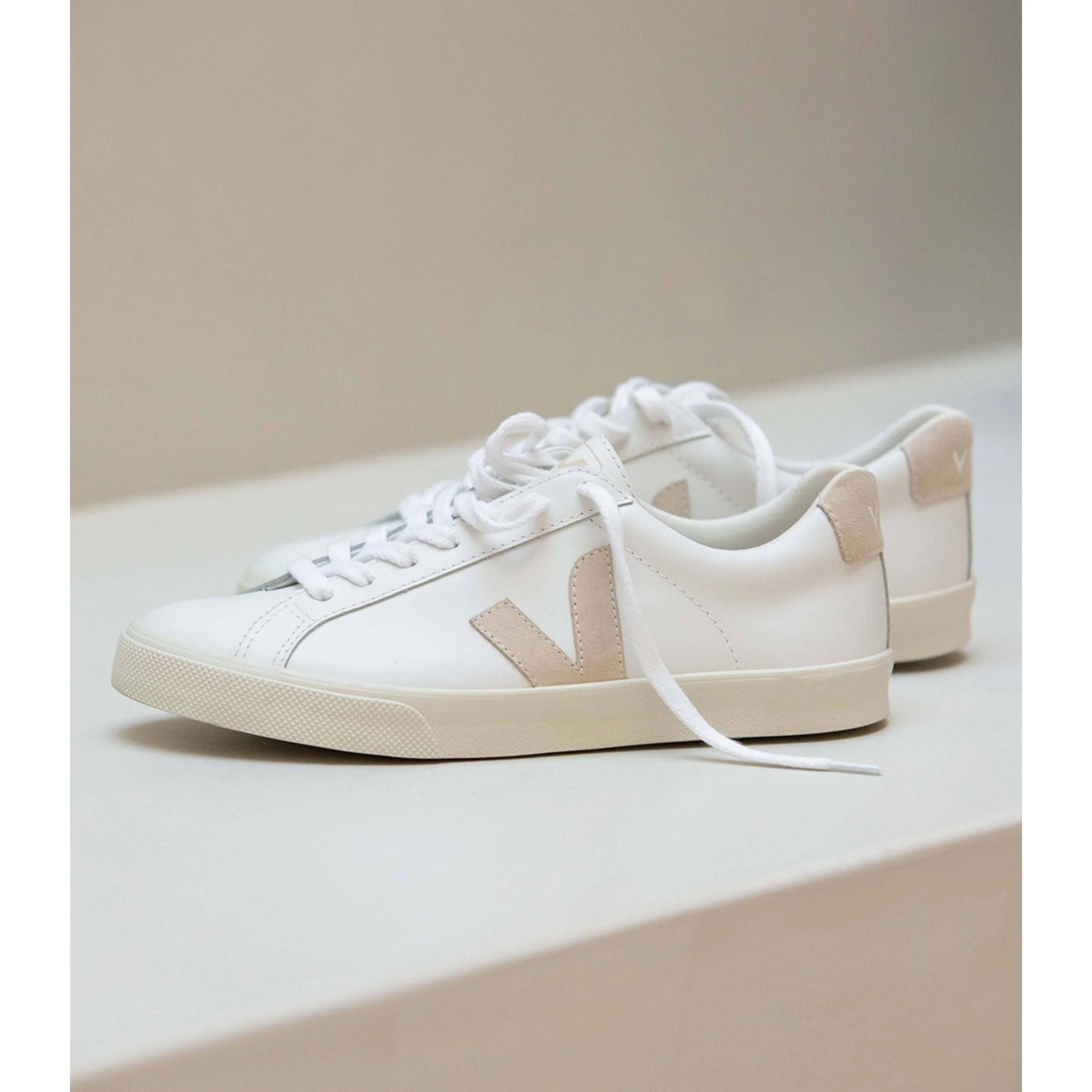 Veja Women's Esplar Leather Sneaker in White Sable - Image 4
